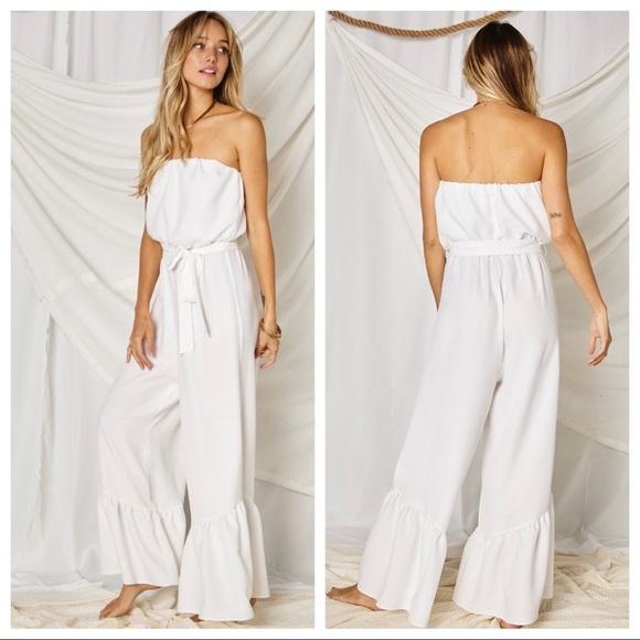 06 Boho White Fabulous Off-Shoulder Jumpsuit - Picture 5 of 5